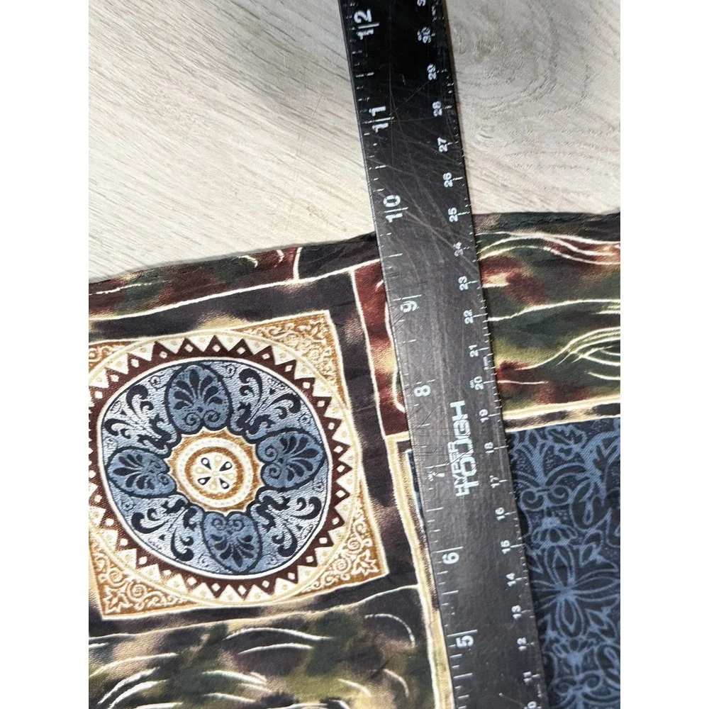 Vintage New York Studio 100% Silk Scarf Women's Multicolor Medallion Print Long